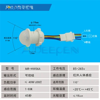 

Infrared Probe LED Body Sensor Switch AC 220V 100W Body Motion Induction Switch Automatic LED Light Lamp Controller Switch