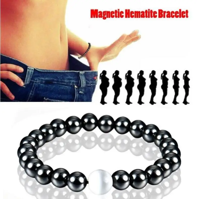 

Weight Loss Magnetic Therapy Hematite Stretch Bracelet Beneficial to Health Anti-Fatigue Slimming Bracelet for Women Men B3034