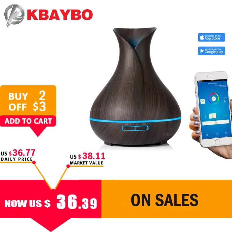 

400ml Air Humidifier Essential Oil Diffuser Aroma Lamp Aromatherapy Electric Aroma Diffuser Mist Maker Smart APP Remote Control