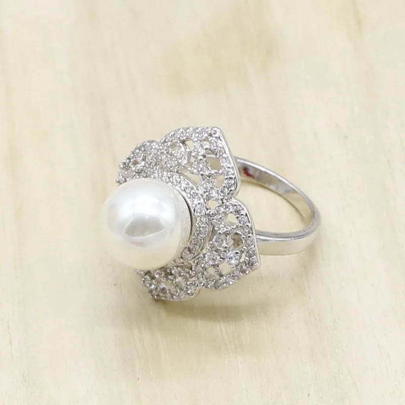 Белый серый пресноводный жемчуг 925 серебряные ювелирные наборы для женщин Свадебные сережек с кольцами-подвесками Подарочная коробка под ожерелье