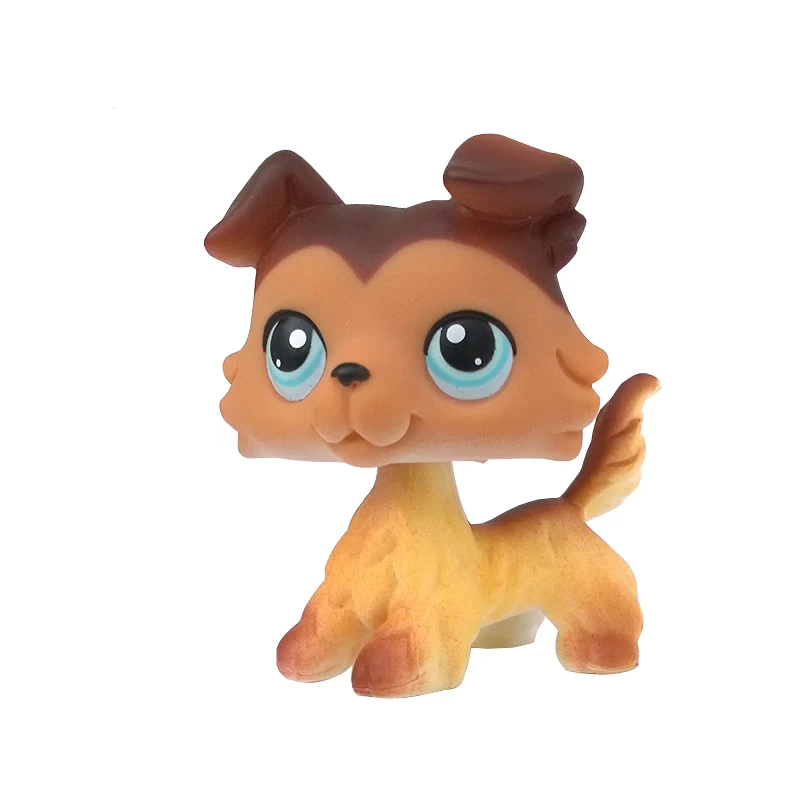 

real rare pet shop toys action figure #58 Dog Collie little Tan Cream brown Mocha blue eyes old original free shipping