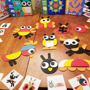 

Baby Montessori Cartoon Wooden 3D Puzzle with Card Toy Kids Creative Animals Puzzle Early Learning Educational Toy 3 years old