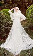 Gelinlik 2016 High Neck Satin Long Sleeve Musilm Wedding Dresses With Hijab Dantel Unique Wedding Gowns Custom Made