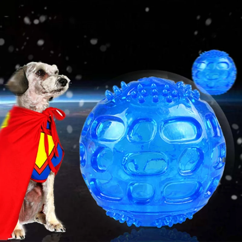 

Pet Dog Chew Toy Ball Waterproof Squeak Sound Toys Bite Resistant Teeth Balls For Dogs Training Tooth Cleaning Blue Orange