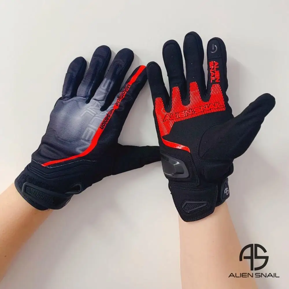 Black red Новое поступление мужские мотоциклетные защитная сетка перчатки с сенсорным экраном супер подходят летние Мотоциклетные Перчатки Чужеродная улитка - Цвет: Black red