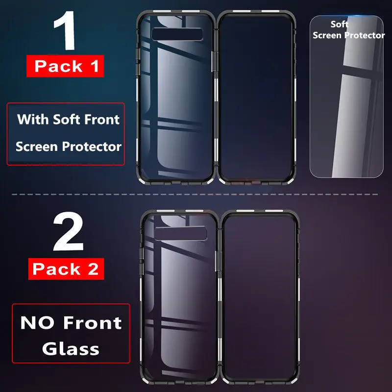 Металлический магнитный чехол для samsung galaxy S10 5G S10E Plus S9 S8 металлический бампер+ задняя крышка из закаленного стекла для samsung Note 9 8 S9