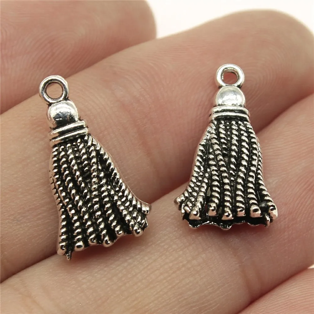 

WYSIWYG 10pcs 20x11mm Charm Imitation Tassel Metal Imitation Tassel Charm For Jewelry Making Imitation Tassel Charms