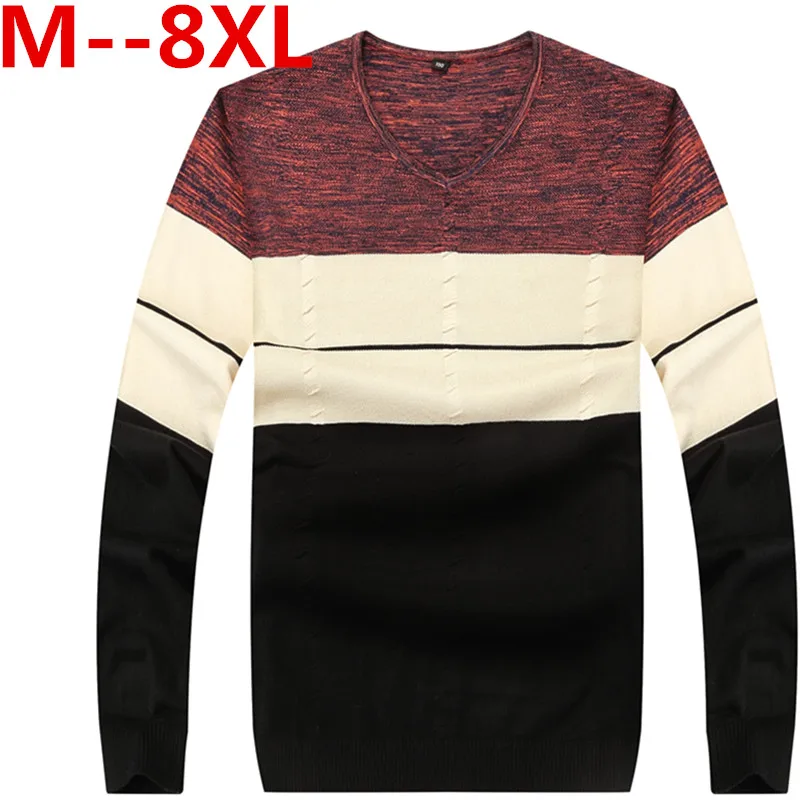 10XL 9XL 8XL 6XL 5XL Sweaters Men Fashion Style Autumn Winter Patchwork