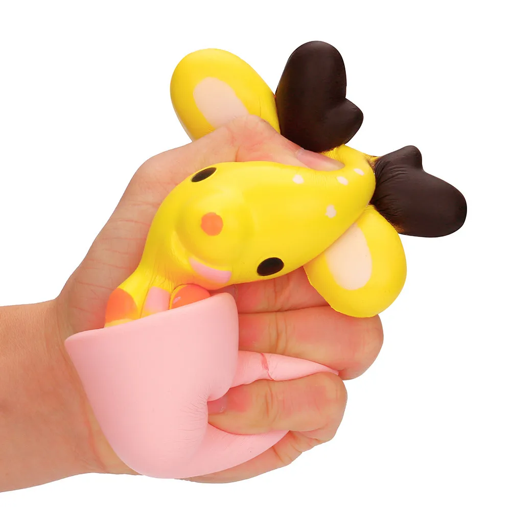 17 см мягкое jumbo Kawaii Милая чашка олень мягкие игрушки медленно поднимающиеся для выдавливания крема Ароматизированная лечебная игрушка подарок мягкие игрушки