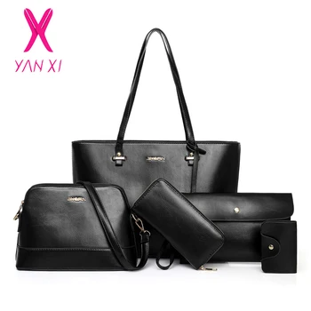 

YANXI Handbag Women Shoulder Bags Designer Crossbody Bag Female Large Tote 5 Set Bag Big Luxury Small Purse and Handbag 2019