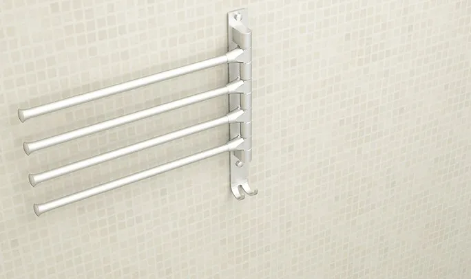 

Space Aluminum Rotary Towel Rack Multifunctional Bathroom Towel Rack Movable Towel Bar