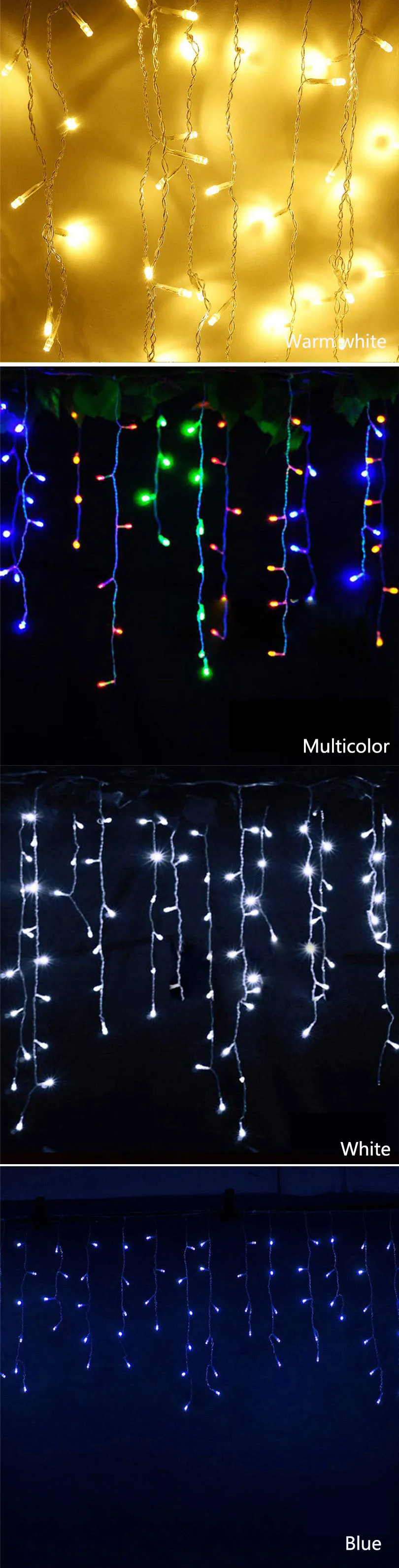 Christmas Garland LED Curtain Icicle String Light 220V 4.5m 100Leds Indoor Drop LED Party Garden Stage Outdoor Decorative Light