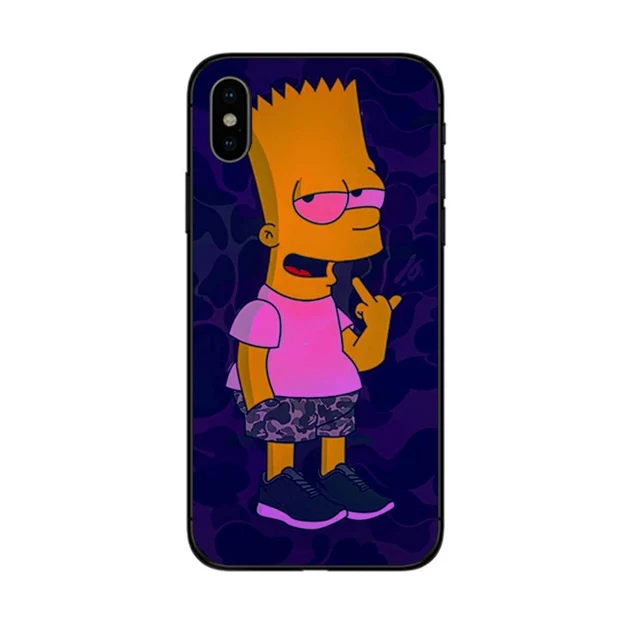 هوميروس جاي. سيمبسون الأسود سيليكون غطاء إطار هاتف محمول ل فون 6 6 s 7 8 زائد X 10 XR XS ماكس 5 5 S SE بارت سيمبسون مضحك الكرتون كوكه