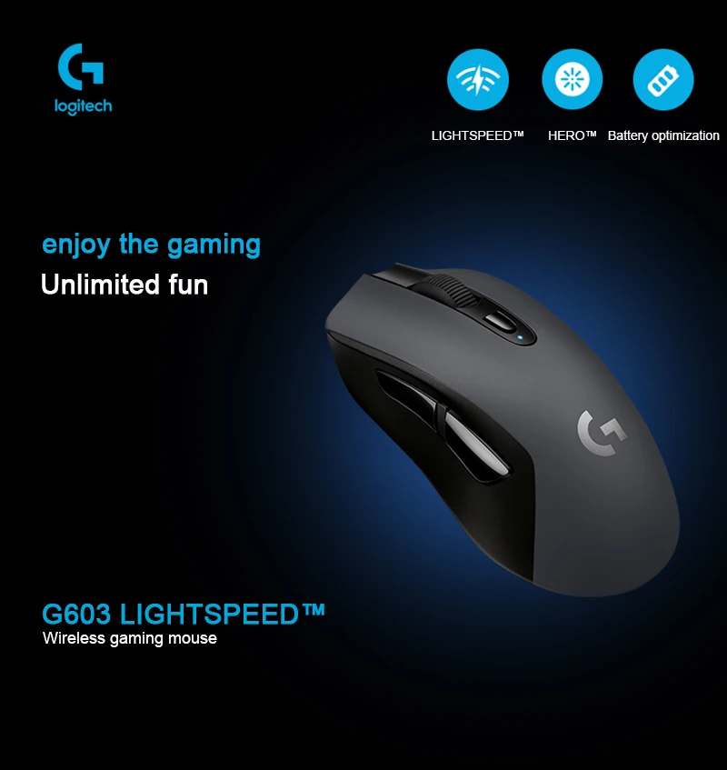 Беспроводная игровая мышь logitech G603, оптическая мышь LIGHTSPEED 12000 dpi, Bluetooth, для ПК, ноутбука, эргономичная, официальный тест агентства