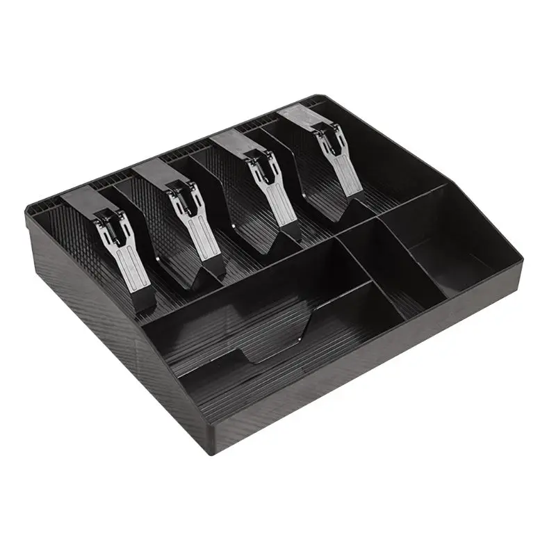 

Black Plastic Coin Money Storage Box Bill Cash Tray Organizer With 9 Slots 5 Clips Home Market Supply L29K