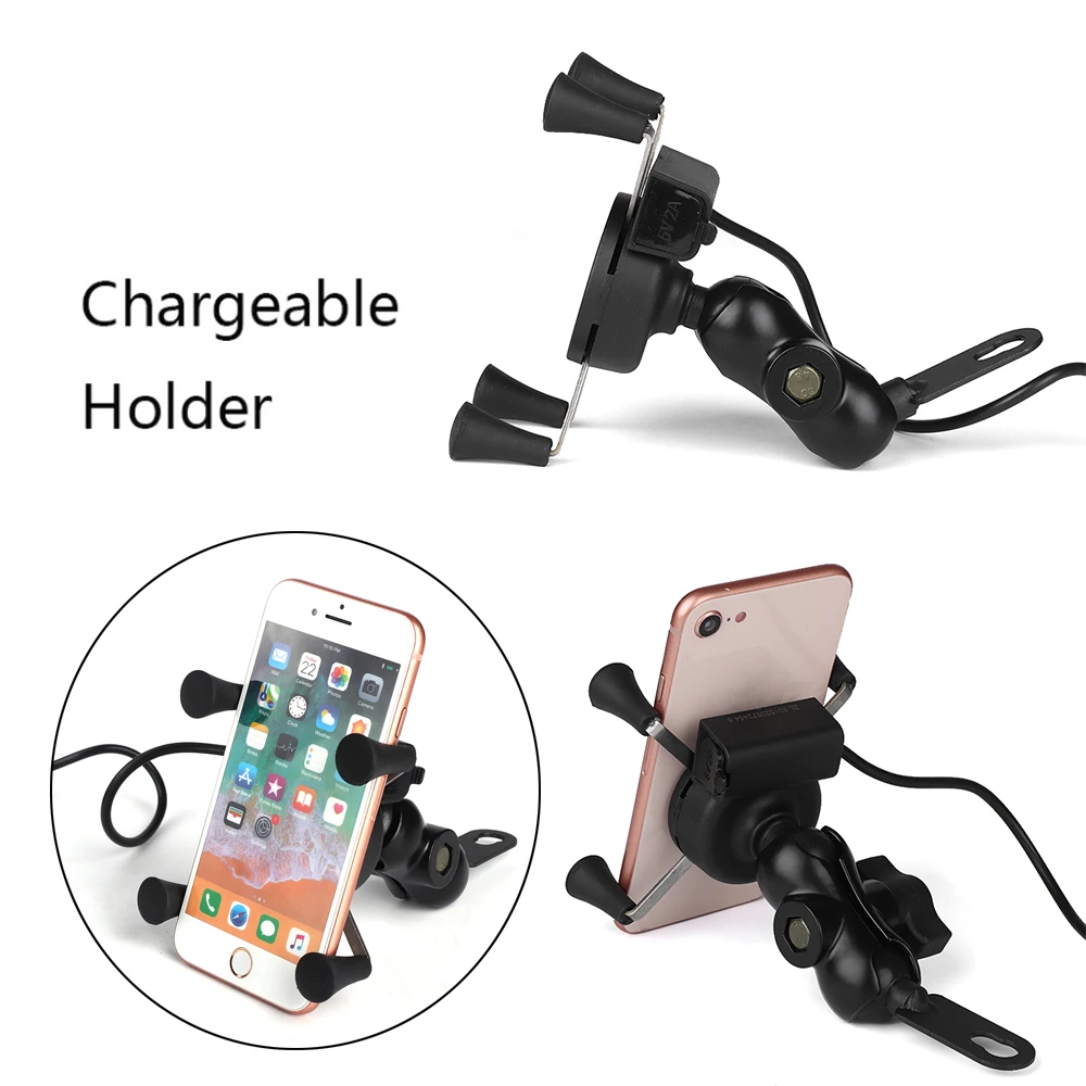 Motorcycle Phone Holder USB Charger 2 in 1 360 Degrees Rotation