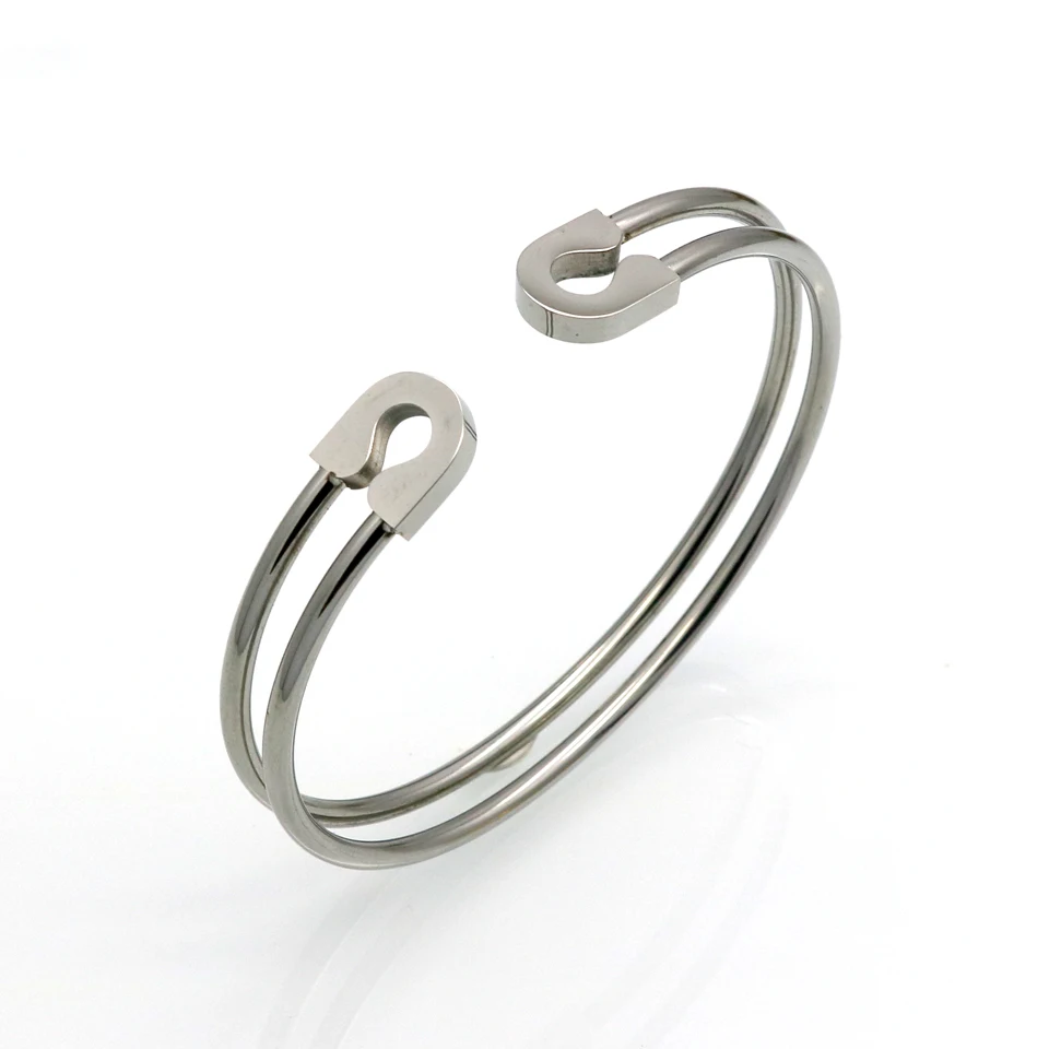 

Delicate Fashion Classic Pin Bracelets & Bangles Jewelry Personalized Stainless Steel Pin Shape Bangles for Women Party Gift