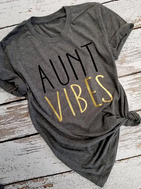 

Hillbilly New Fashion Letter Print Bronzing Aunt Shirt Auntie Tee You're A Aunt Women Gift Future Auntie We're Pregnant Tops Tee