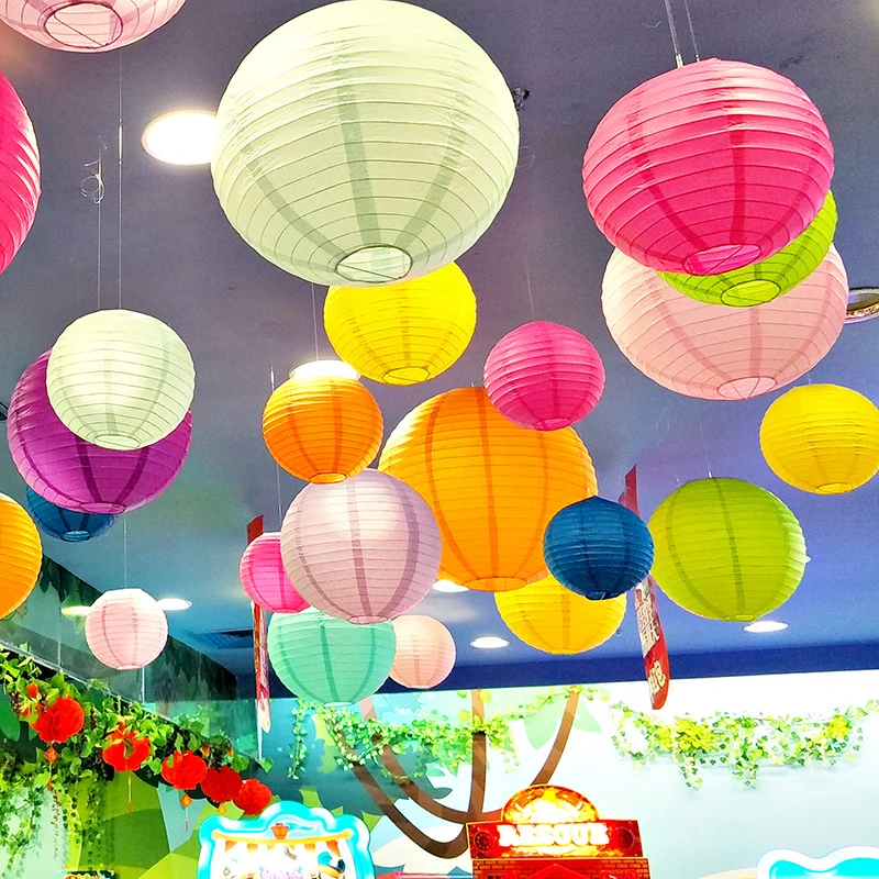 

Multicolor Chinese Paper Lanterns 15-20-25-30-35-40cm for Wedding Event Party Decoration Holiday Supplies Paper Ball 32 colors