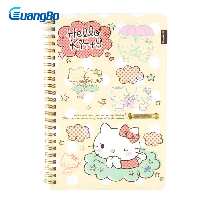 

GUANGBO notebook hard copybook diary notebook cute coil school travelers note book hello kitty series printed composition book