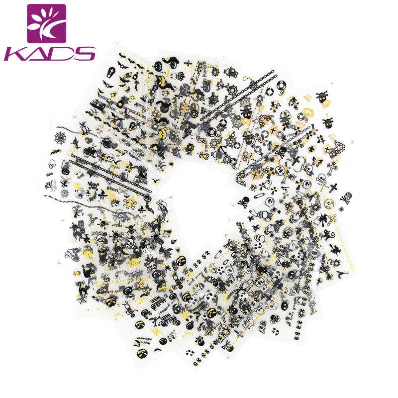 

KADS New 36pcs/set 3D Nail Art Transfer Stickers Happy Halloween Design Cool Skull Image Nail Art Decoration Tools