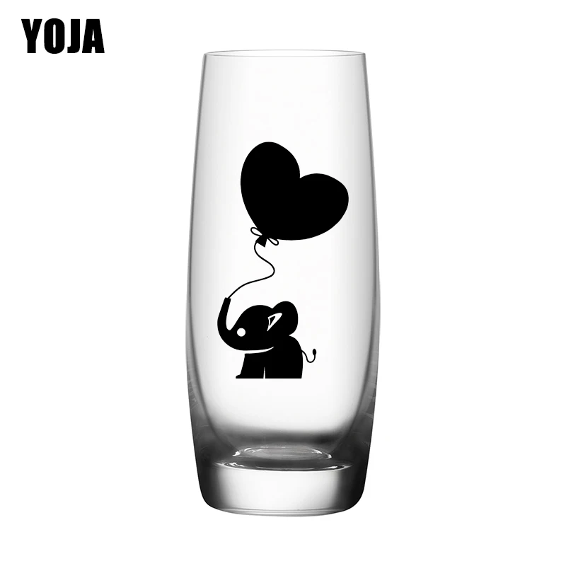 

YOJA 7.2X4CM 6pcs Baby Elephant Balloon Cute Art Wall Decal Funny Cartoon Wine Glass Sticker G1-0179
