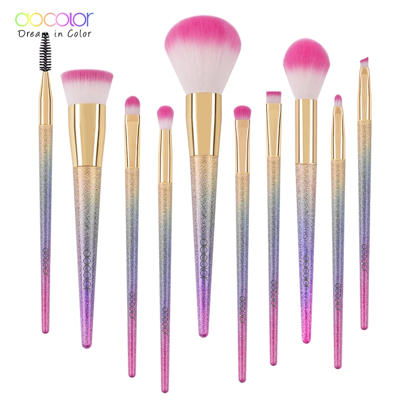 Docolor 10PCS Makeup Brushes Set Fantasy Set Professional High Quality Foundation Powder Eyeshadow Kits Gradient Color