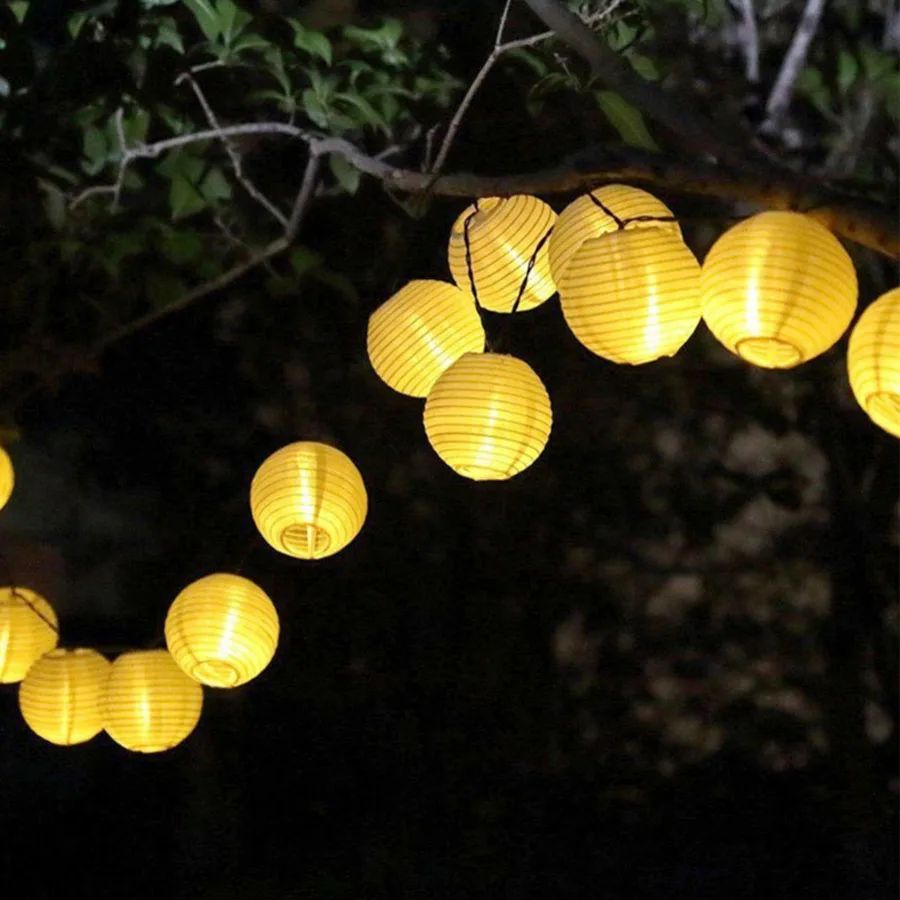 Lanterna ao ar Festa de Casamento Thrisdar Livre Bola 10 20 30 Levou Pátio Solar Fada Luz Led String Garland Fada Solar Globo Luz 6 Fios de iluminação