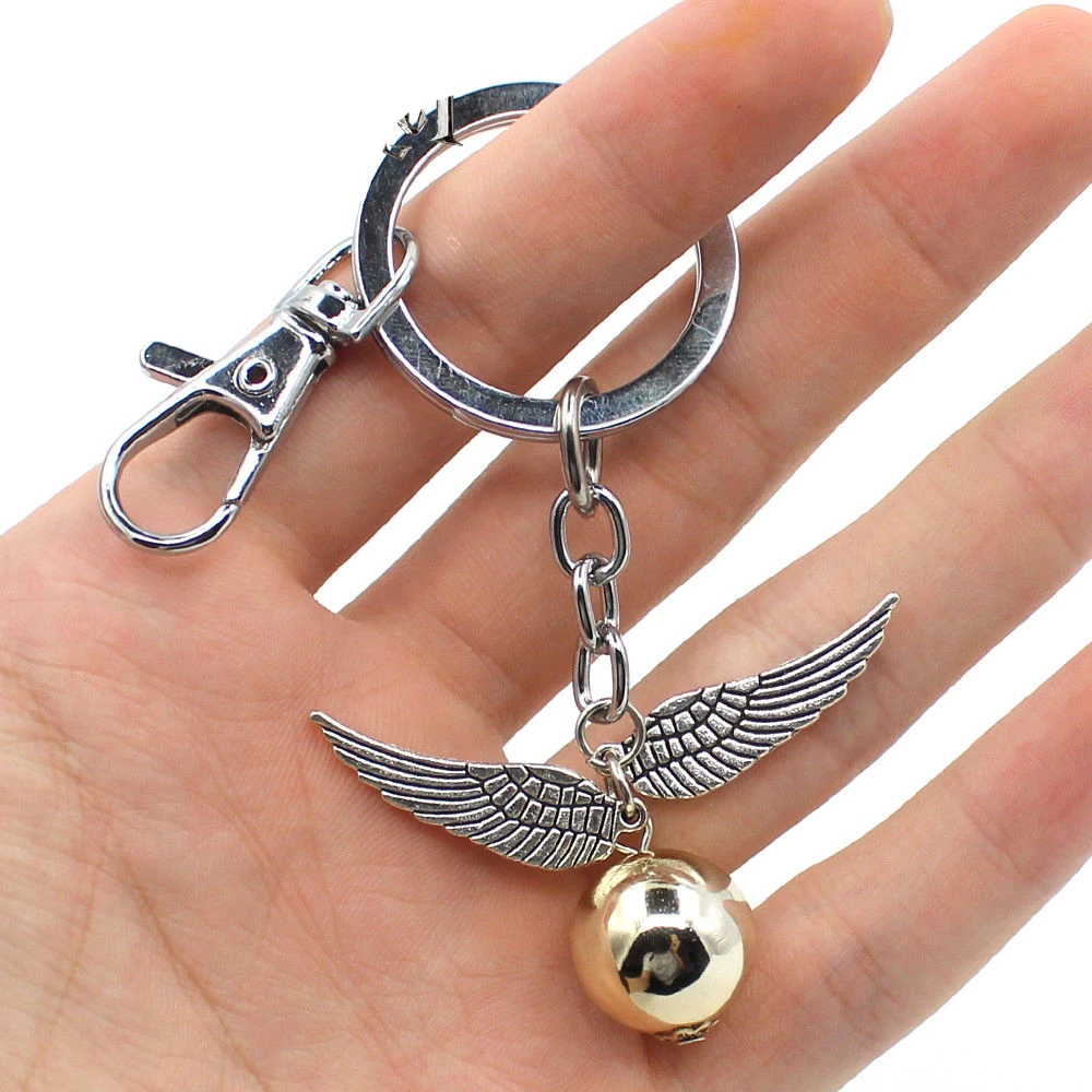 

Wellcomics Harri Potter Quidditch Golden Snitch Ball Owl Wings Metal Pendant Keychain Keyring Ornament Cosplay Collection Gift