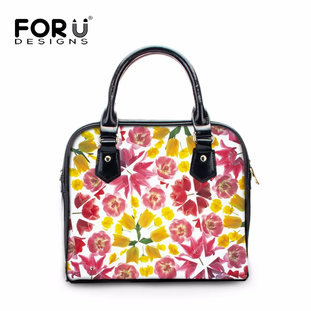 

FORUDESIGNS Floral Style Casual Tote Bags Woman Luxury Brand PU Leather High Quality Shoulder Bags for Women Crossbody Bolsa