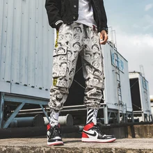 Весенние Брюки-Карго в стиле хип-хоп, мужские хлопковые длинные штаны из плотной шерстяной ткани с карманами на завязках, с буквенным принтом, повседневные уличные штаны, BINHIIRO