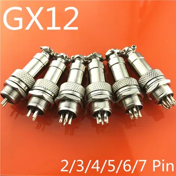 

1set GX12 2/3/4/5/6/7 Pin Male + Female 12mm Wire Panel Connector Aviation Connector Plug Circular Socket Plug with Cap Lid