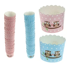 50 шт. синяя розовая Сова Печать Бумажная формочка бумажный торт случае форма для выпечки s лайнер Маффин десерт, выпечка чашки 5*5*33 см