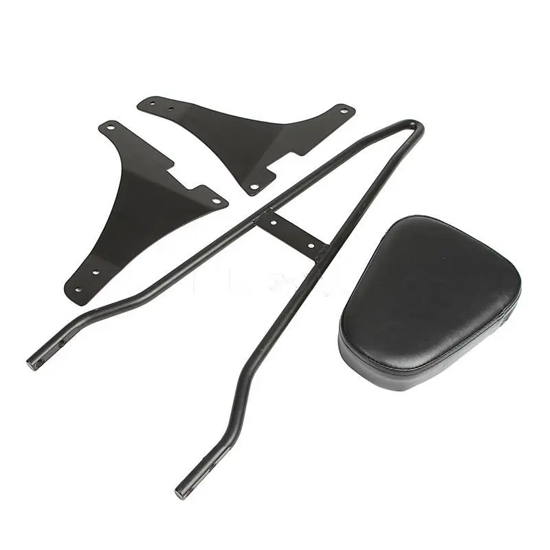 

BLACK/CHROME REAR Detachable SISSY BAR BACKREST Cushion Pad PASSENGER FOR HARLEY SPORTSTER 883 1200