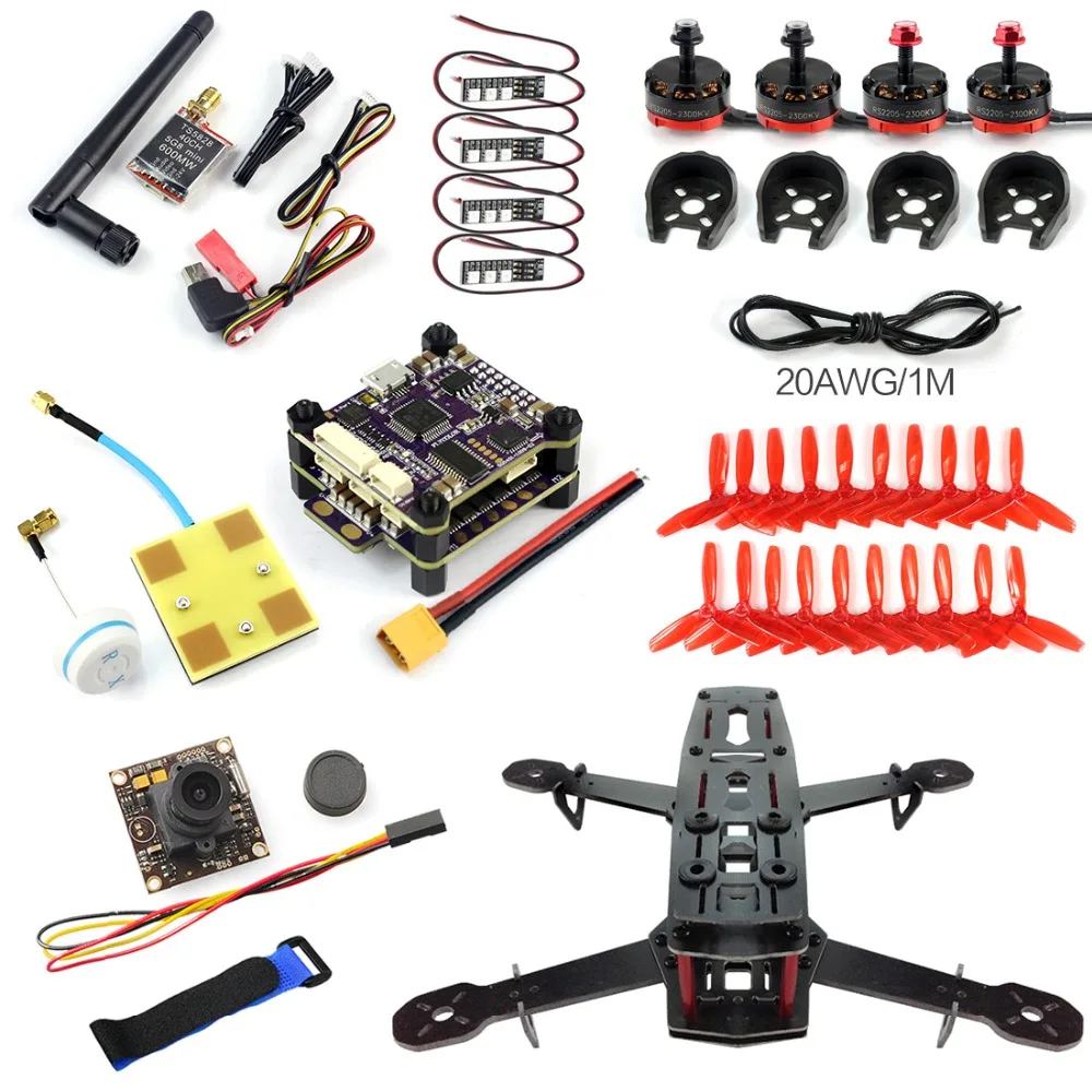 DIY 250 Racer FPV Drone 250mm 4 Axle Glass Fiber Frame PNP S Tower Flight Control