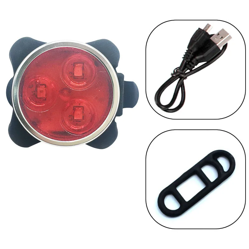 Top Cycling Bicycle Bike 3 LED Head Front With USB Rechargeable Tail Clip Light Lamp Outdoor Cycling bike accessories 4 modes 3