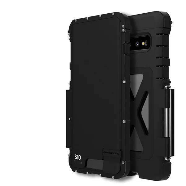 R-JUST для samsung S10 чехол роскошные, жесткие, ПК Металлический Стальной гибридный защитный флип-чехол для телефона S10 Plus задняя крышка - Цвет: black