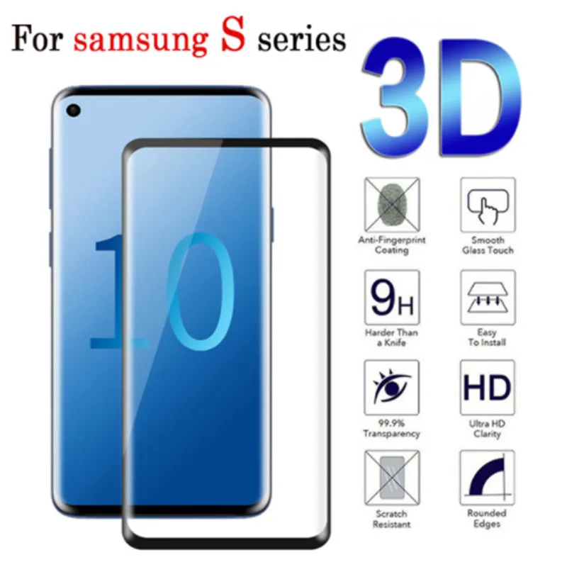 

3D Curved Glass Film for samsung galaxy s9 s10 s8 plus tempered on Samsang s9plus Note 8 9 screen protector protective glass
