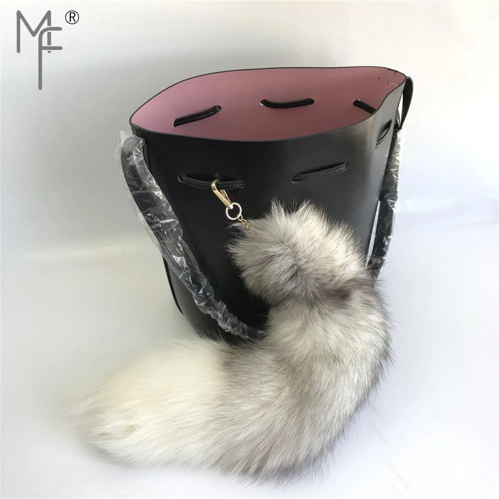 40cm Magicfur-40 см/50 см настоящий белый крест лисий хвост игрушка-брелок кожа кисточкой брелок сумка очарование автомобиль брелок белый черный кулон - Цвет: 40cm