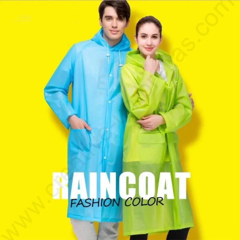 

Colour free option Environmental protecting Non disposable EVA raincoat waterproof unisex ultrathin non-toxic 0.14mm rainwear