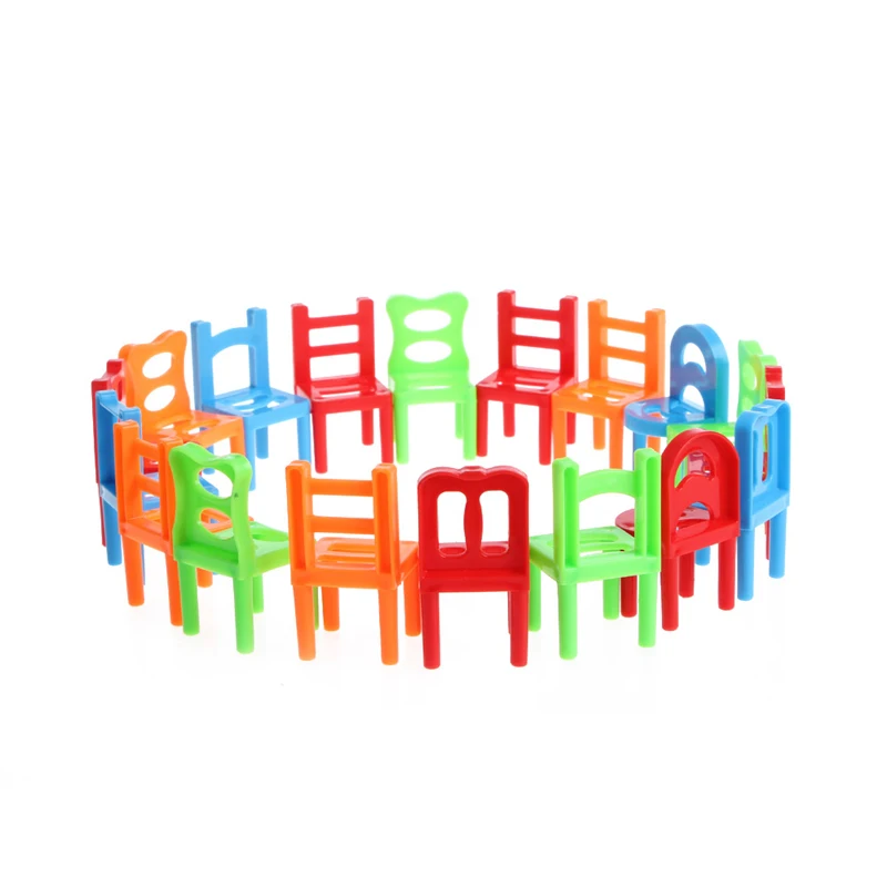M89c18pcs стол Пластик развивающие игрушки баланс укладка стулья для дети играют настольные игры
