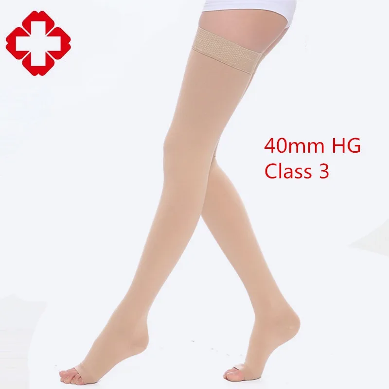 

LGFD20181216 women slim sox 40mm HG Silicone Thigh medical Varices closed toe Class 3 NYLON compression socks