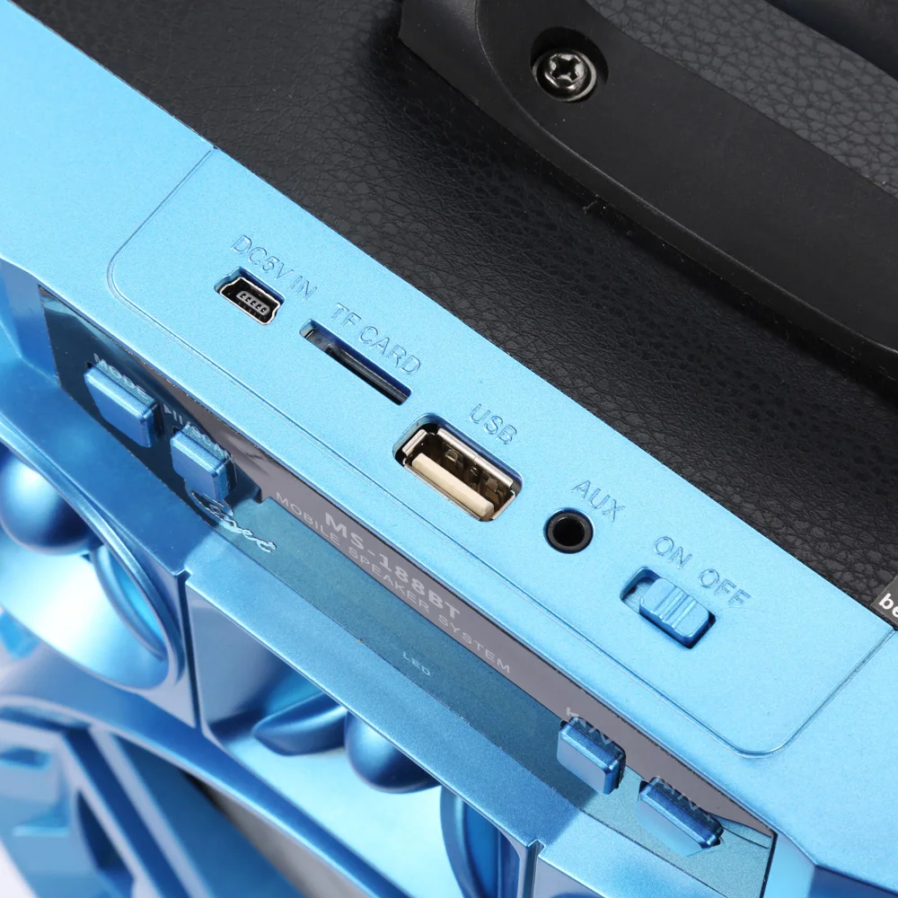 MS-188BT портативный Bluetooth динамик стерео звук 6,5 дюймов светодиодный светильник Поддержка USB TF карта HiFi громкий динамик с ручкой