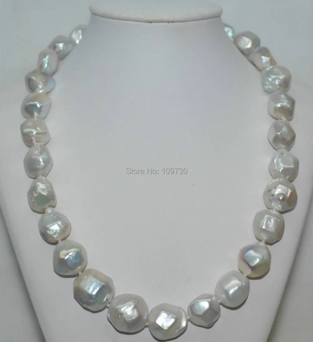 

Jewelr 003671 Natural Rare gray white 16*17mm nucleated cultured Pearl Necklace