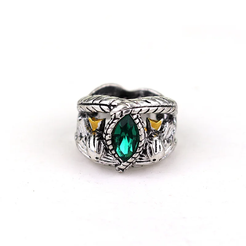 

Lord Of The Aragorn's Ring of Barahir Retro Antique Silver Green Crystal Rings For Women And Men Fashion Jewelry Accessories