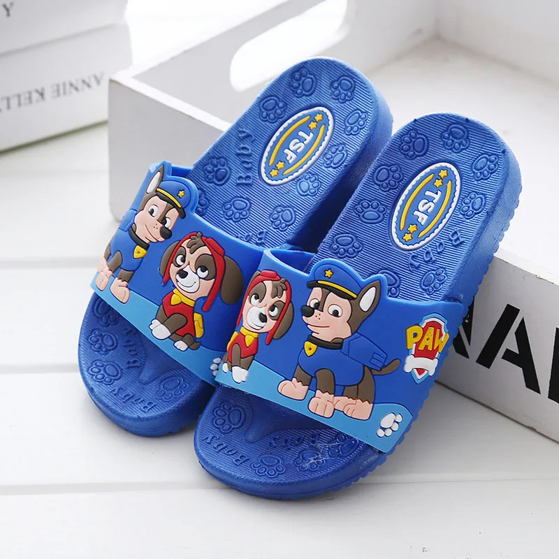 Paw Patrol/новые детские тапочки с героями мультфильмов; Летняя обувь с мягкой подошвой для мальчиков и девочек; садовые уличные детские сандалии - Цвет: Blue