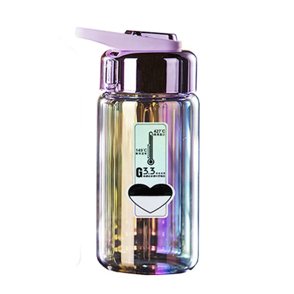 purple Portable Water Bottle Mirror Surface High Temperature Resistant Sports Water Bottle for Camping YU-Home - Цвет: purple
