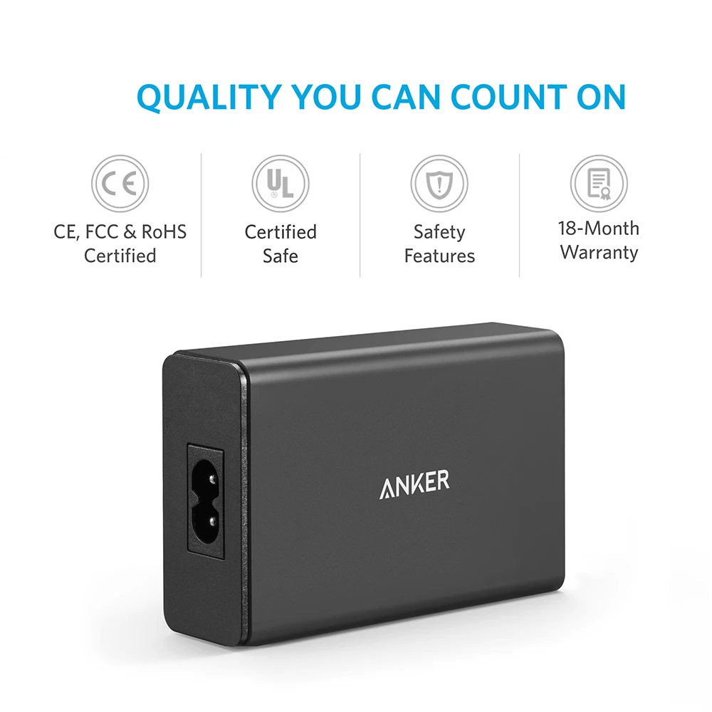 Anker 40 Вт 5-Порты и разъёмы USB Wall Зарядное устройство, мощность Порты и разъёмы 5 для iPhone, iPad Pro/Air, Galaxy S9/S8/Edge/Plus, Note 8/7, Nexus htc LG и многое другое