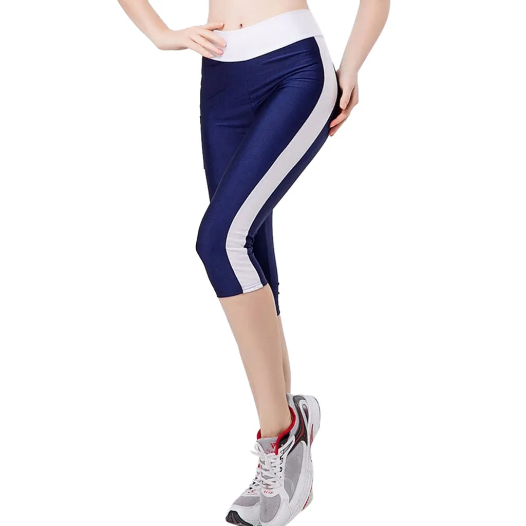 

Women's High Waist Tummy Control Yoga Workout Capris Leggings Side Pockets @PYS