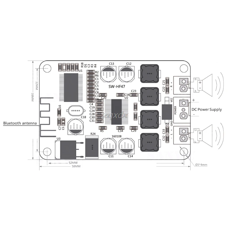 TPA3110 2X15W цифровой стерео Bluetooth аудио усилитель мощности плата для динамика Z07